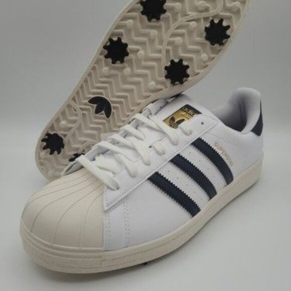 Adidas Superstar Men’s Size 11.5 Cloud White Navy Off White Golf Shoes ID5003 - Picture 8 of 10